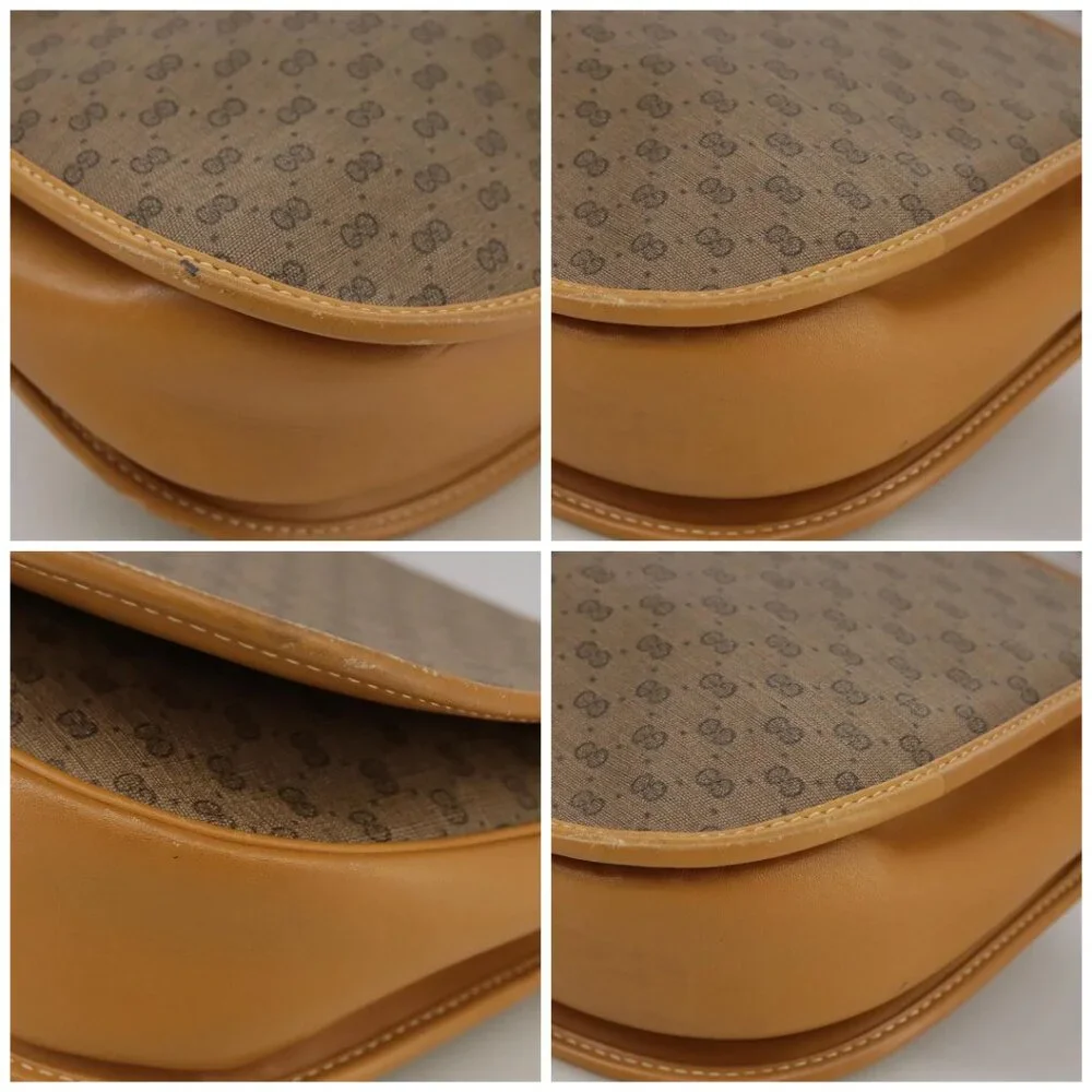 GUCCI Micro GG Supreme Shoulder Bag PVC Beige Brown Gold Auth 101967 - Picture 14 of 16